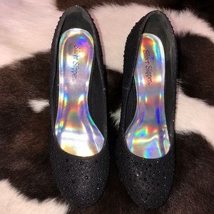 Black sparkle heels